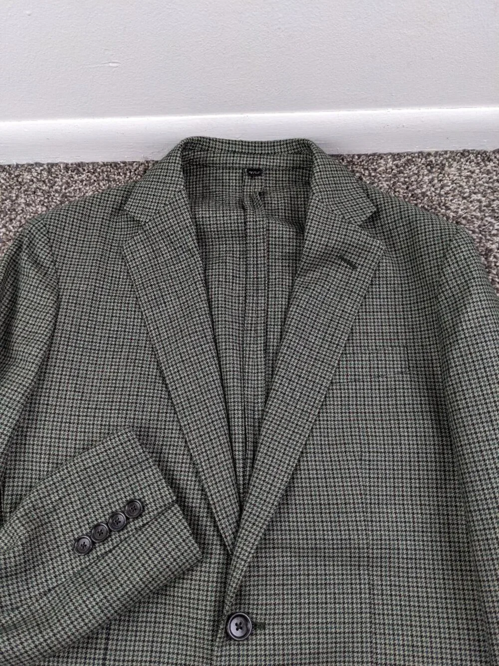 J Crew 34S Sport Coat Ludlow Slim Fit Moon Tweed Wool Houndstooth Checked Green